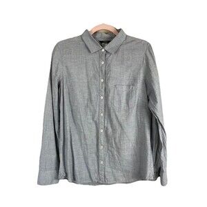 J. Crew Women's Size 8 Blue Linen Blend Long Sleeve Button Up Shirt Top Coastal